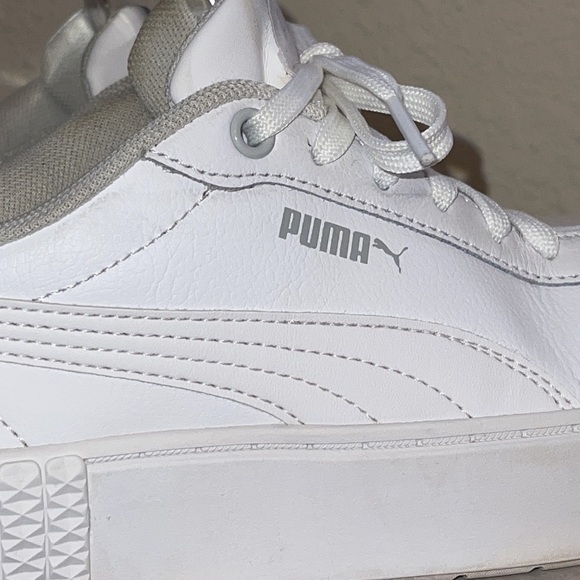 PUMA White SMASH PUMA LEATHER PLATFORM SNEAKERS Sz. 8 - Picture 13 of 17